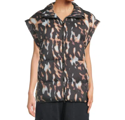 Free People Printed In A Bubble Puffer Vest In Tortoise Shell In Multi