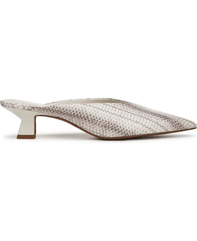 Franco Sarto Jayda Kitten Heel Mule In Grey Snake Print Faux Leather