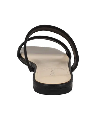 Calvin Klein Women's Felisa Double Band Slip-on Flat Sandals In Black Leather