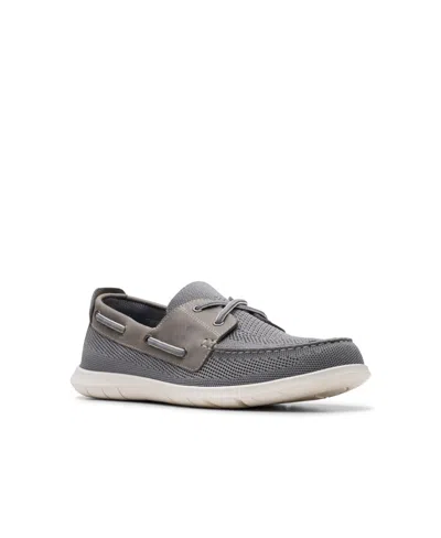 Clarks Men's Flexway Tie Casual Slip On Boat Shoe In Gray Combi