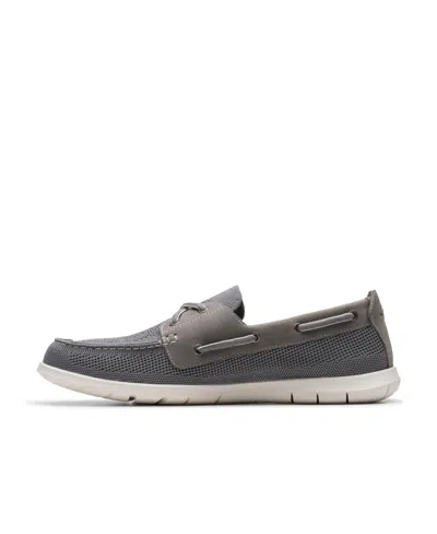Clarks Men's Flexway Tie Casual Slip On Boat Shoe In Gray Combi
