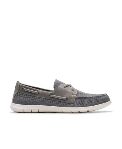 Clarks Men's Flexway Tie Casual Slip On Boat Shoe In Gray Combi