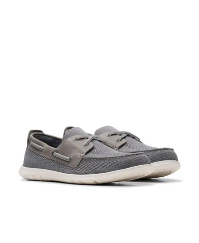 Clarks Men's Flexway Tie Casual Slip On Boat Shoe In Gray Combi