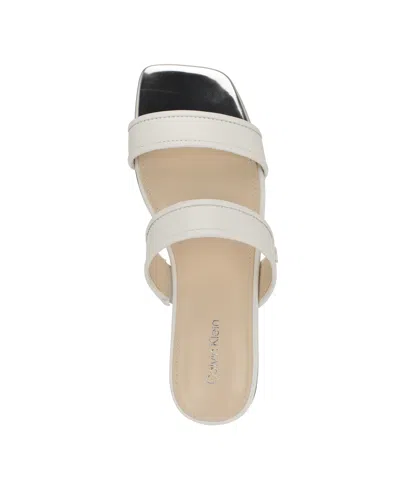 Calvin Klein Women's Felisa Double Band Slip-on Flat Sandals In White Leather