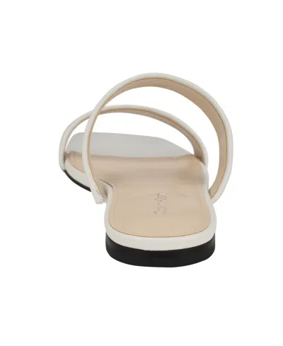 Calvin Klein Women's Felisa Double Band Slip-on Flat Sandals In White Leather