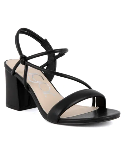 Sugar Women's Neeve 2 Open Toe Strappy Block Heel Dress Sandals In Black
