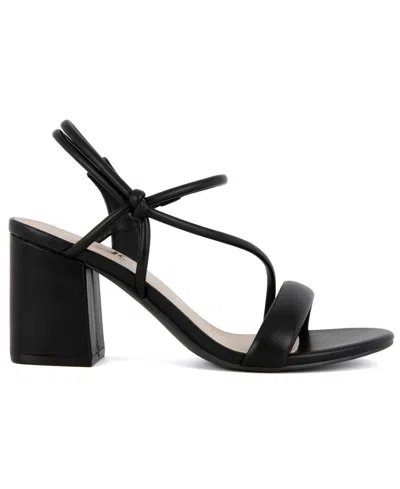 Sugar Women's Neeve 2 Open Toe Strappy Block Heel Dress Sandals In Black