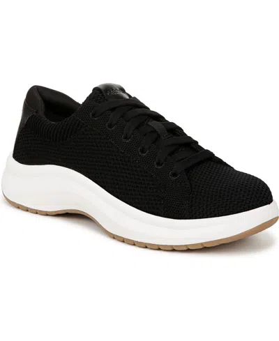 Dr. Scholl's Women's Feel Nice Plantar Faciitis Lace Up Sneakers In Black Fabric