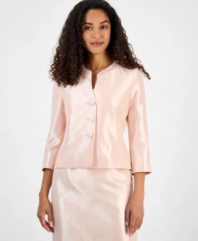 Le Suit Women's Collarless Three-button 3/4-sleeve Jacket & Slim Skimmer Skirt Set, Regular & Petite In Lt. Blossom