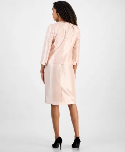 Le Suit Women's Collarless Three-button 3/4-sleeve Jacket & Slim Skimmer Skirt Set, Regular & Petite In Lt. Blossom