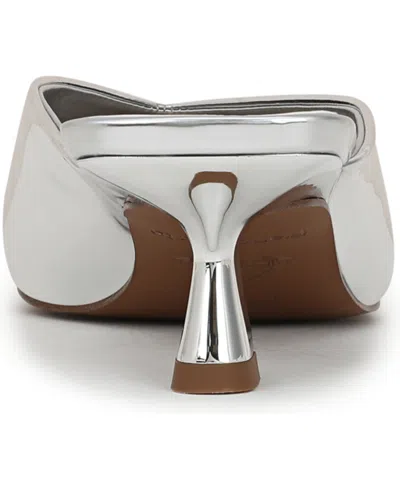 Franco Sarto Women's Jayda Pointed Toe Kitten Heel Mules In Silver Faux Leather