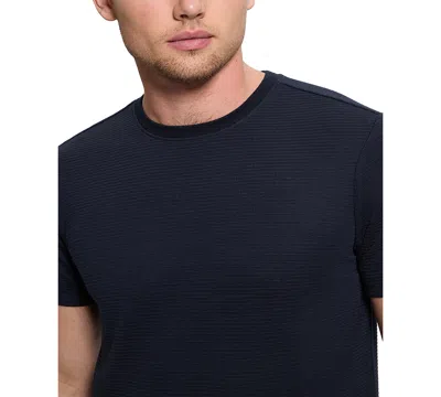 Guess Men's Relaxed Fit Linear Textured Short Sleeve Crewneck T-shirt In Blue