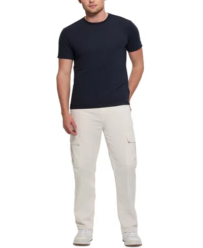 Guess Men's Relaxed Fit Linear Textured Short Sleeve Crewneck T-shirt In Blue