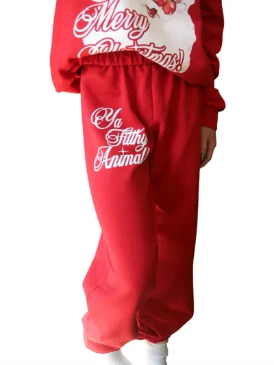 Friday + Saturday Ya Filthy Animal Sweatpants In Red In Red