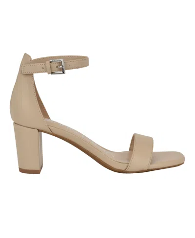 Calvin Klein Women's Nolene Ankle Strap Block Heel Sandals In Light Natural