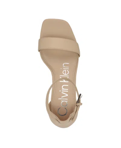 Calvin Klein Women's Nolene Ankle Strap Block Heel Sandals In Light Natural