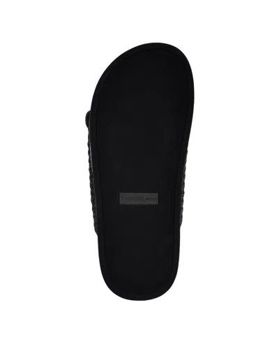 Calvin Klein Women's Vibe Double Band Slip-on Flat Sandals In Black Saffiano