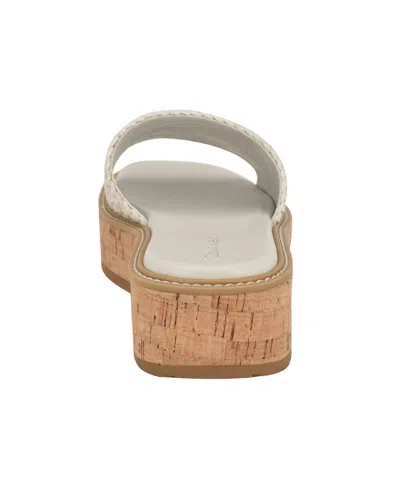 Calvin Klein Women's Arzelia 32mm Cork Sole Sandals In White Woven