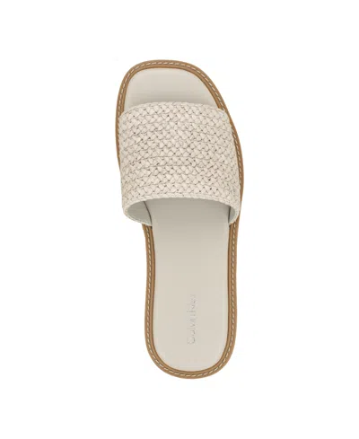 Calvin Klein Women's Arzelia 32mm Cork Sole Sandals In White Woven