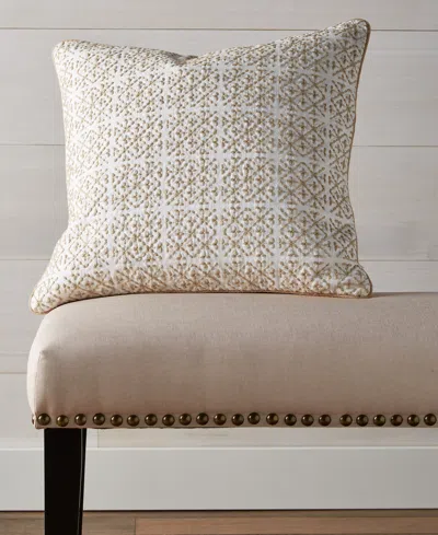 Charter Club Embroidered Tiles Decorative Pillow, 20" X 20", Exclusively At Macy's In Sesame