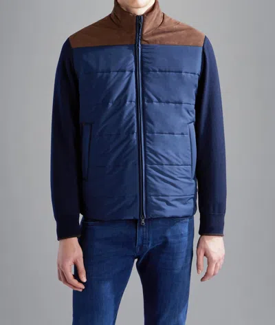 Paul & Shark Men's Wool Full Zip Hybrid Jacket With Typhoon Platinum & Alcantara In Navy In Blue