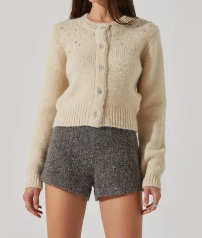 Astr The Label Sigourney Embellished Cardigan In Yellow