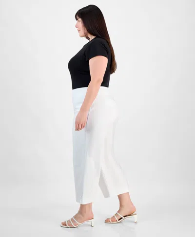 Jm Collection Plus Size Cropped Pull-on Pants, Exclusively At Macy's In Bright White