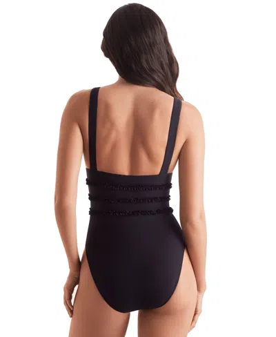 Mimi Flamingo Sonny Ruffle One-piece Swimsuit In Black