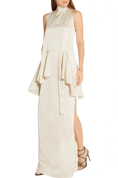 Shop Lanvin Washed-twill Peplum Maxi Dress