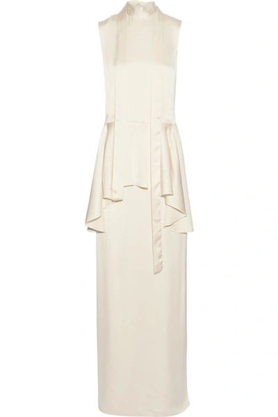 Shop Lanvin Washed-twill Peplum Maxi Dress