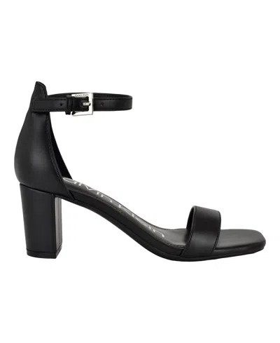 Calvin Klein Marle Womens Ankle Strap Open Toe Block Heel In Black