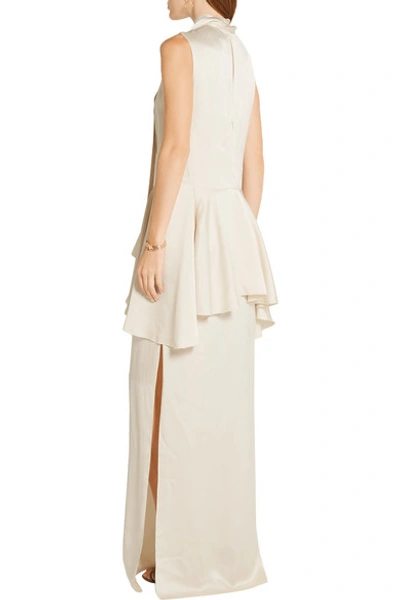 Shop Lanvin Washed-twill Peplum Maxi Dress