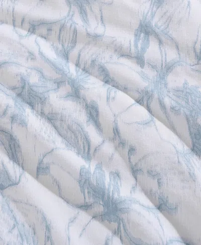 Tommy Hilfiger Ethereal Floral Cotton 3-pc. Comforter Set, Full/queen In White,soft Sky Blue