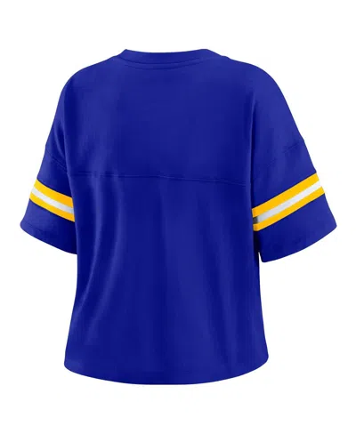 Wear By Erin Andrews Royal Golden State Warriors Plus Size Color Block Boxy V-neck T-shirt In Royal