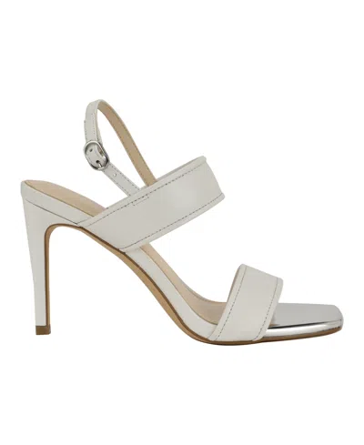 Calvin Klein Women's Amour Double Band Slingback Stiletto Sandals In White Leather