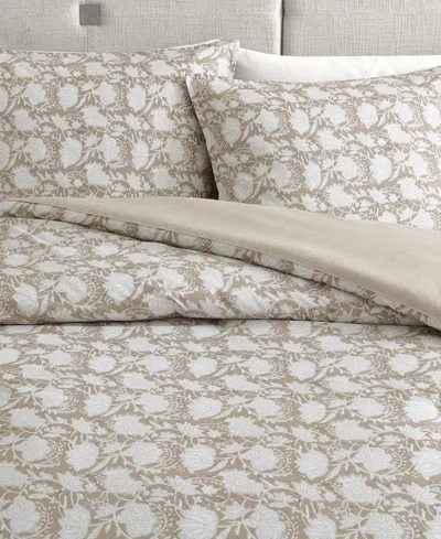 Nautica Bayport Floral Beige King Comforter-sham Set In Beige