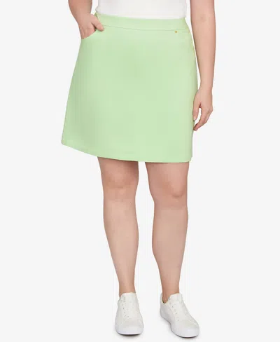 Hearts Of Palm Plus Size Solid Tech Stretch Pull On Skort In Light Green