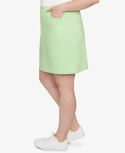 Hearts Of Palm Plus Size Solid Tech Stretch Pull On Skort In Light Green