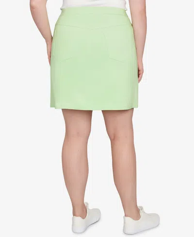Hearts Of Palm Plus Size Solid Tech Stretch Pull On Skort In Light Green