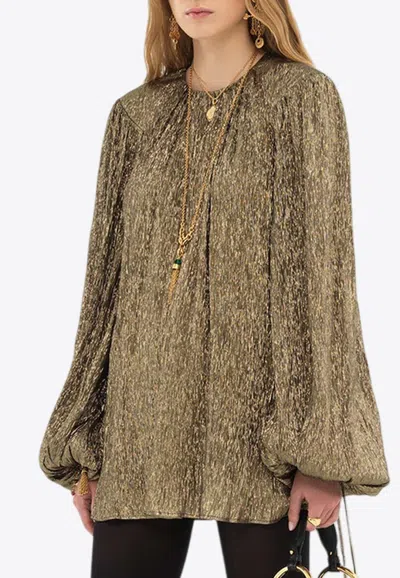 Chloé Lamé Silk Blend Mini Dress In Bronze