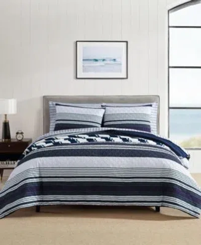 Nautica Lakefront Embossed Printed Comforter Set In Navy,green