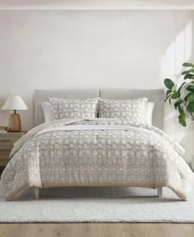 Nautica Bayport Floral Beige King Comforter-sham Set In Beige