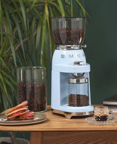 Smeg Blue Retro-style Coffee Grinder In Pastel Blue