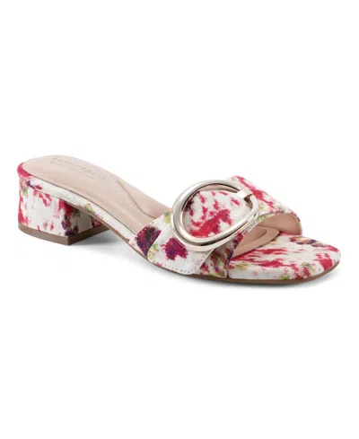 Easy Spirit Women's Roxana Eflex Buckle Block Heel Sandals In Pink Watercolor Floral