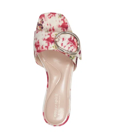 Easy Spirit Women's Roxana Eflex Buckle Block Heel Sandals In Pink Watercolor Floral