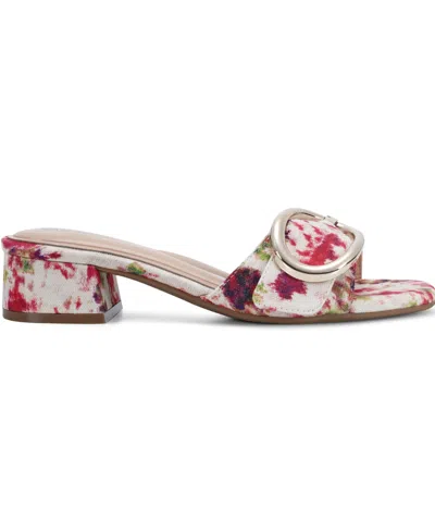 Easy Spirit Women's Roxana Eflex Buckle Block Heel Sandals In Pink Watercolor Floral