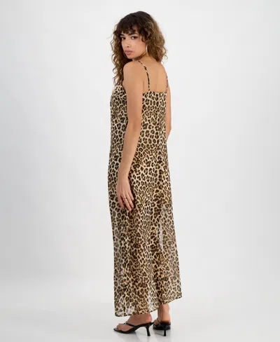 Bar Iii Women's Printed Mesh Overlay Maxi Dress, Exclusively At Macy's In Clara Cheetah A