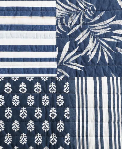 Nautica Avalon Patchwork Reversible 3-pc. Quilt Set, Full/queen In Navy,white