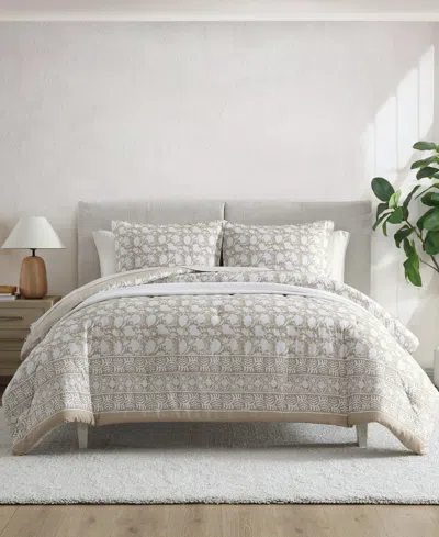 Nautica Bayport Floral Beige King Comforter-sham Set In Beige
