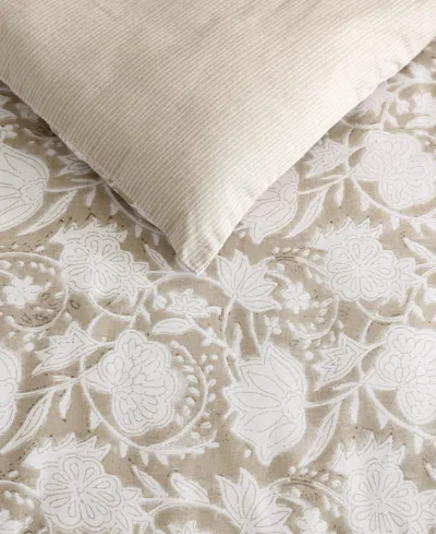 Nautica Bayport Floral Beige King Comforter-sham Set In Beige
